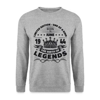 Original Juin 1944 Vintage 1944 Anniversaire 1944 - Sweat-shirt Unisexe - gris chiné - Devant - Alina (178cm) & Michal (187cm)