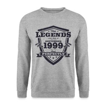 25ème Anniversaire Original Légende 1999 Millésime 1999 - Sweat-shirt Unisexe - gris chiné - Devant - Alina (178cm) & Michal (187cm)