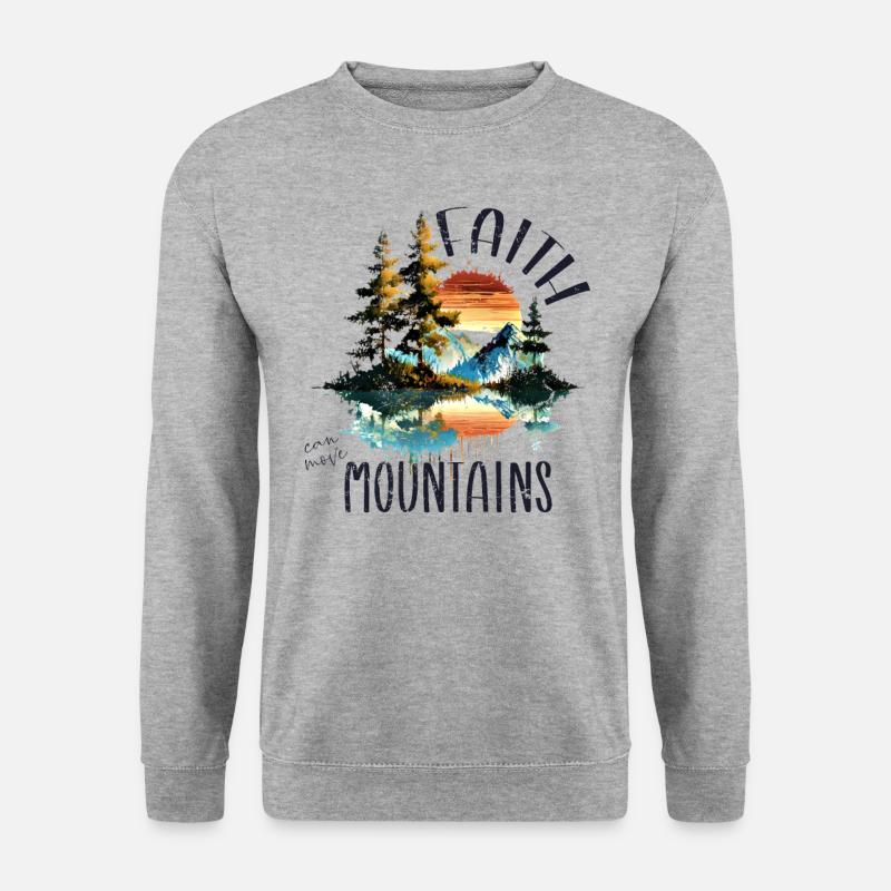 Faith can move Mountains, Matthew 17:20 - Unisex Pullover - Weißgrau meliert