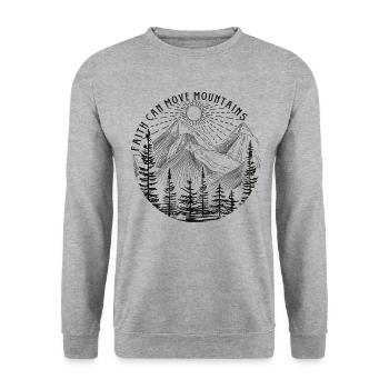 Faith can move Mountains, christliches Geschenk. - Unisex Pullover - Weißgrau meliert - Vorne - Alina (178cm) & Michal (187cm)