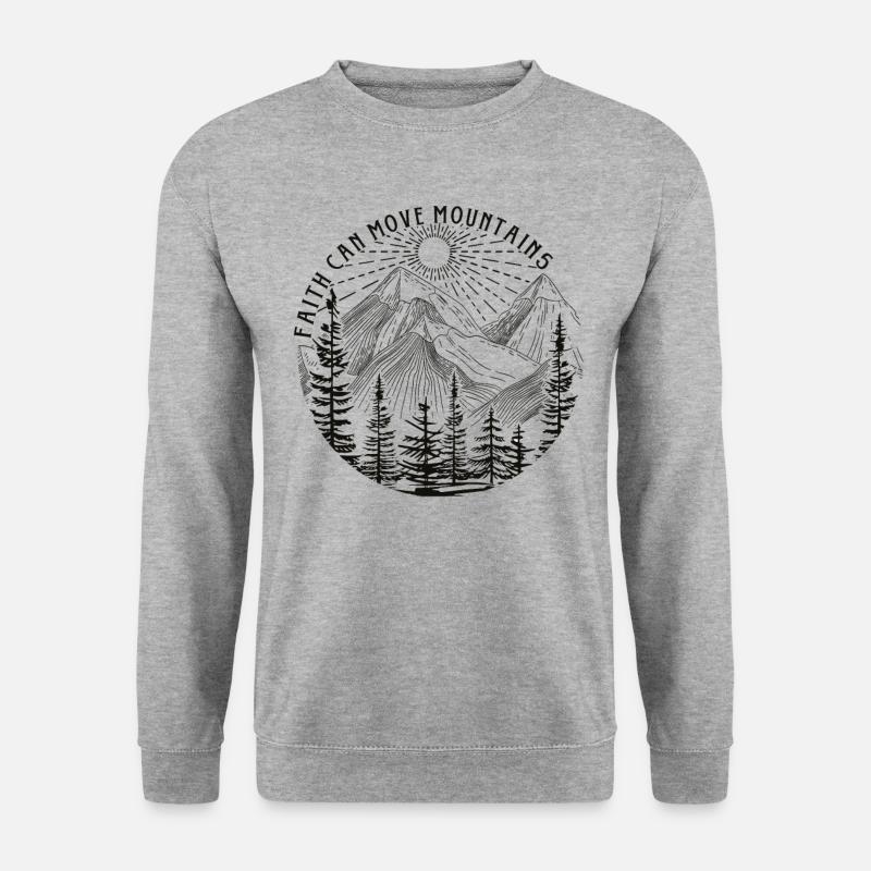 Faith can move Mountains, christliches Geschenk. - Unisex Pullover - Weißgrau meliert