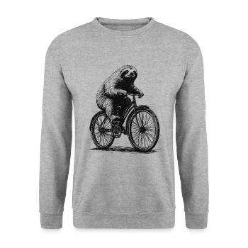 SLOTH BIKE FUNNY CYCLING DESIGN GIFT - Unisex Sweatshirt - salt & pepper - Front - Alina (178cm) & Michal (187cm)