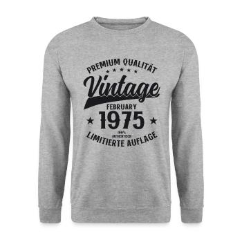 50th Birthday Gift Husband Original February 1975 - Unisex Sweatshirt - salt & pepper - Front - Alina (178cm) & Michal (187cm)