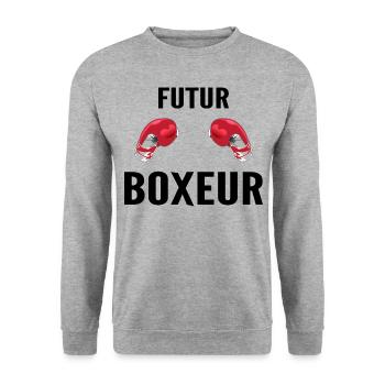 Zukunft Boxer - Unisex Pullover - Weißgrau meliert - Vorne - Alina (178cm) & Michal (187cm)