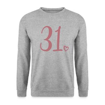 Cute Number 31, 31 Years Old, 31st Birthday Gift - Unisex Sweatshirt - salt & pepper - Front - Alina (178cm) & Michal (187cm)