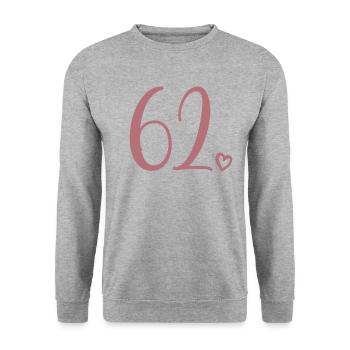 Cute Number 62, 62 Years Old, 62nd Birthday Gift - Unisex Sweatshirt - salt & pepper - Front - Alina (178cm) & Michal (187cm)