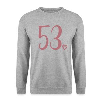 Cute Number 53, 53 Years Old, 53rd Birthday Gift - Unisex Sweatshirt - salt & pepper - Front - Alina (178cm) & Michal (187cm)