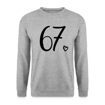 Cute Number 67, 67 Years Old, 67th Birthday Gift - Unisex Sweatshirt - salt & pepper - Front - Alina (178cm) & Michal (187cm)