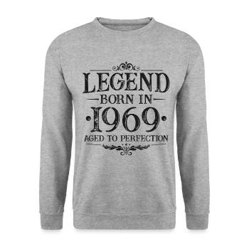 Légende depuis 1969 Vintage Born Anniversaire - Sweat-shirt Unisexe - gris chiné - Devant - Alina (178cm) & Michal (187cm)