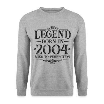 Légende depuis 2004 Vintage Born Anniversaire - Sweat-shirt Unisexe - gris chiné - Devant - Alina (178cm) & Michal (187cm)