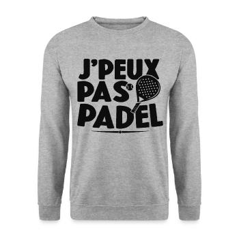 Je Peux Pas J'ai Padel Cadeau Pour Joueur De Padel - Sweat-shirt Unisexe - gris chiné - Devant - Alina (178cm) & Michal (187cm)