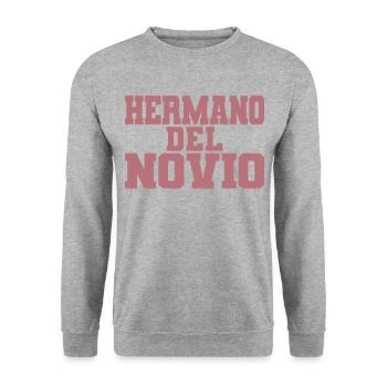 Hermano del Novio Bräutigams Bruder Hochzeitsgeschenk - Unisex Pullover - Weißgrau meliert - Vorne - Alina (178cm) & Michal (187cm)