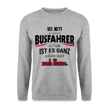 Busfahrer Shirt / witzig / Geschenk / Geschenkidee - Unisex Pullover - Weißgrau meliert - Vorne - Alina (178cm) & Michal (187cm)