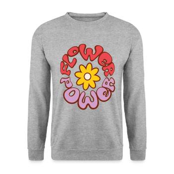 Flower Power - Unisex Pullover - Weißgrau meliert - Vorne - Alina (178cm) & Michal (187cm)