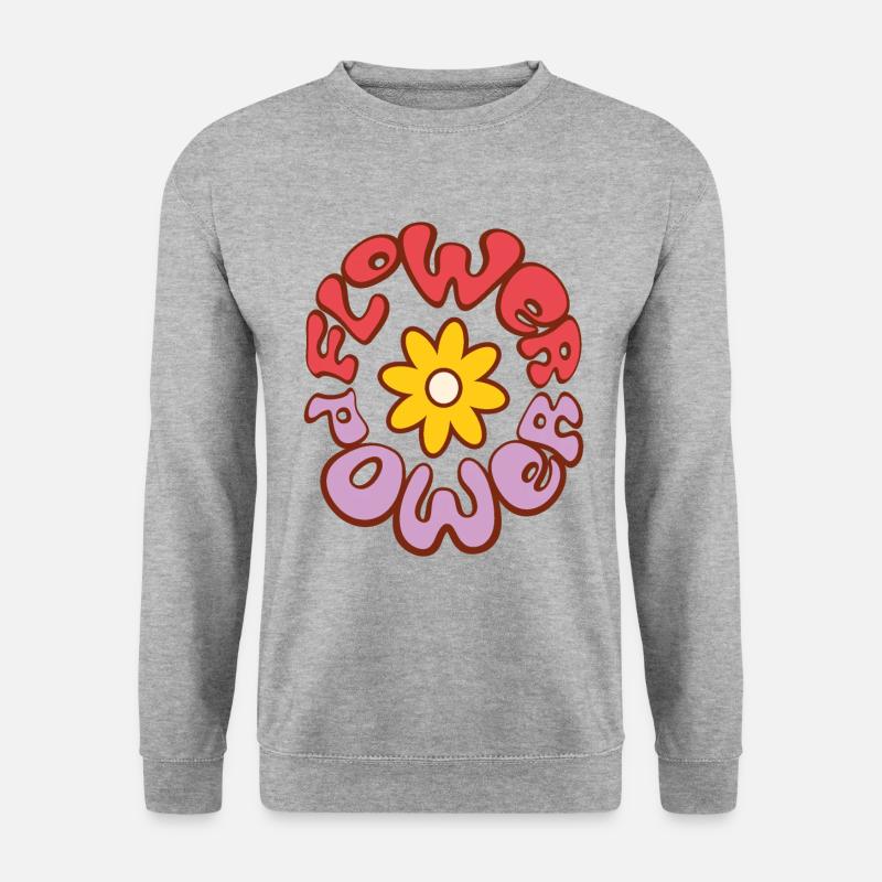 Flower Power - Unisex Pullover - Weißgrau meliert