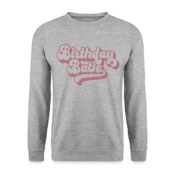 Birthday Babe Matching Group Birthday Party Gift - Unisex Sweatshirt - salt & pepper - Front - Alina (178cm) & Michal (187cm)