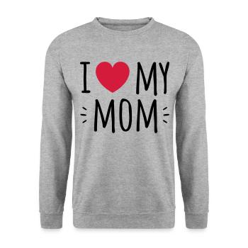 I love my mom - Unisex Pullover - Weißgrau meliert - Vorne - Alina (178cm) & Michal (187cm)