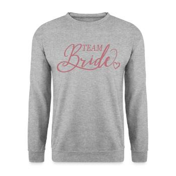 Team Braut, Bachelorette Junggesellinnenabschied - Unisex Pullover - Weißgrau meliert - Vorne - Alina (178cm) & Michal (187cm)