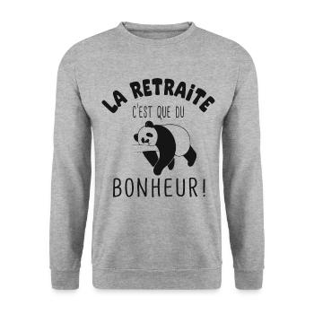 humour retraite c est du bonheur cadeau retraite - Sweat-shirt Unisexe - gris chiné - Devant - Alina (178cm) & Michal (187cm)