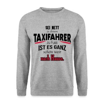 Witziges Taxifahrer Shirt / Geschenk /Geschenkidee - Unisex Pullover - Weißgrau meliert - Vorne - Alina (178cm) & Michal (187cm)