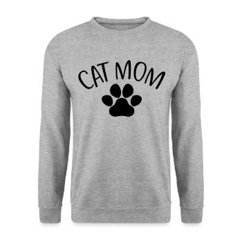 Cat Mom - Mignon Paw Cat Lover Maman Propriétaire de chat - Sweat-shirt Unisexe - gris chiné - Devant - Alina (178cm) & Michal (187cm)