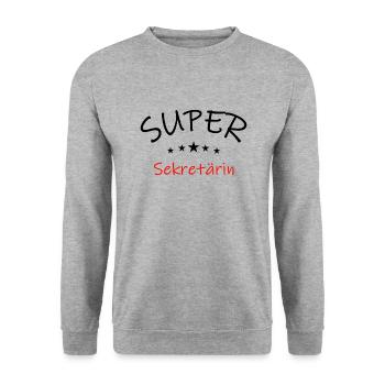 Die Super Sekretärin arbeitet im Büro - Unisex Pullover - Weißgrau meliert - Vorne - Alina (178cm) & Michal (187cm)