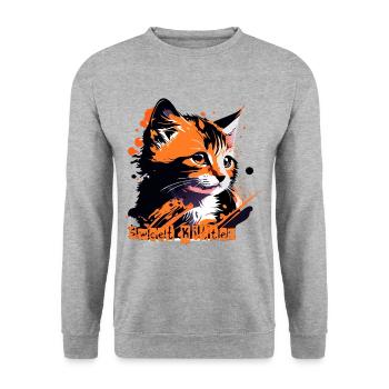 kleines Kätzchen, Katze getigert - Unisex Pullover - Weißgrau meliert - Vorne - Alina (178cm) & Michal (187cm)