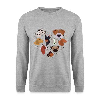 Dog Love Love Dog Dog Love Heart - Unisex Sweatshirt - salt & pepper - Front - Alina (178cm) & Michal (187cm)