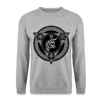 Zodiac sign Viking bull - Unisex Sweatshirt - salt & pepper - Front - Alina (178cm) & Michal (187cm)