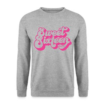 Sweet Sixteen mignon 16e anniversaire cadeau 16 ans - Sweat-shirt Unisexe - gris chiné - Devant - Alina (178cm) & Michal (187cm)