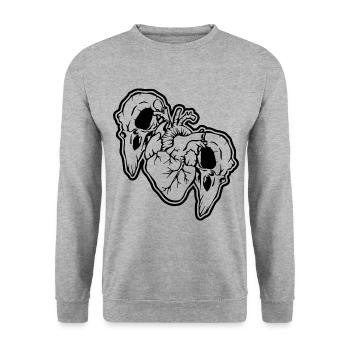 Crow skulls and heart Halloween - Unisex Sweatshirt - salt & pepper - Front - Alina (178cm) & Michal (187cm)
