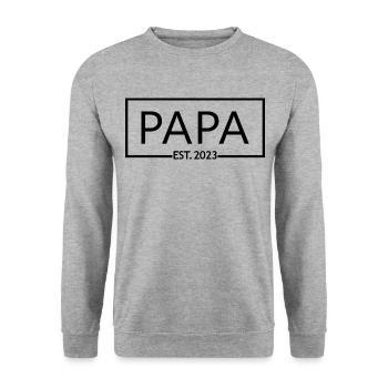 2023, Dad To Be, Schwangerschaftsankündigung - Unisex Pullover - Weißgrau meliert - Vorne - Alina (178cm) & Michal (187cm)