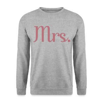 Mrs. Matching Couple Engagement Wedding Honeymoon - Unisex Sweatshirt - salt & pepper - Front - Alina (178cm) & Michal (187cm)