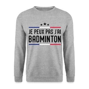 Je Peux Pas J'ai Badminton Bad Joueur de Badminton - Sweat-shirt Unisexe - gris chiné - Devant - Alina (178cm) & Michal (187cm)