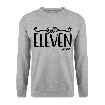 11. Geburtstag Kinder Mädchen 11 Hallo Elf Est. 2012 - Unisex Pullover - Weißgrau meliert - Vorne - Alina (178cm) & Michal (187cm)