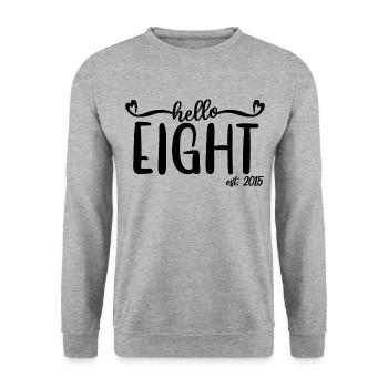 8. Geburtstag Kinder Mädchen 8 Hallo Acht Est. 2015 - Unisex Pullover - Weißgrau meliert - Vorne - Alina (178cm) & Michal (187cm)