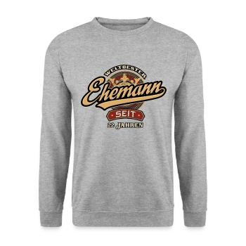Weltbester Ehemann seit 22 Jahren - Hochzeitstag - Unisex Pullover - Weißgrau meliert - Vorne - Alina (178cm) & Michal (187cm)