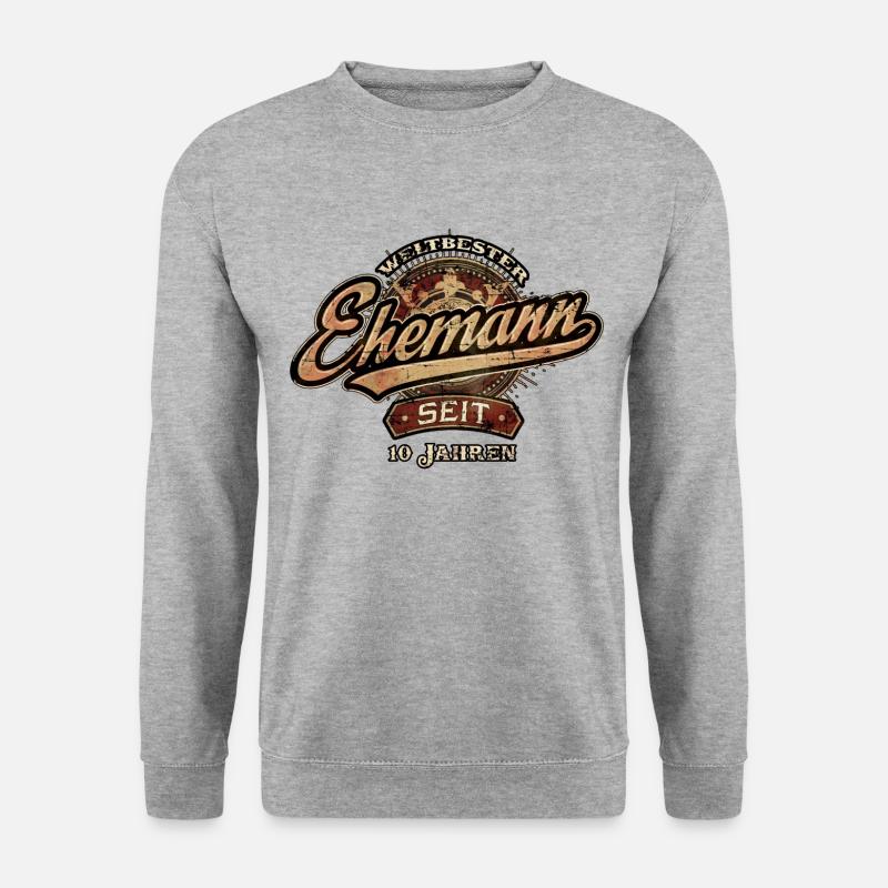 Weltbester Ehemann seit 10 Jahren - Hochzeitstag - Unisex Pullover - Weißgrau meliert