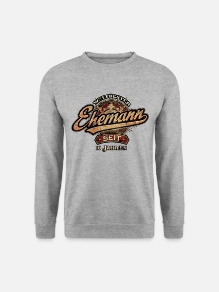 Weltbester Ehemann seit 18 Jahren - Hochzeitstag - Unisex Pullover - Weißgrau meliert