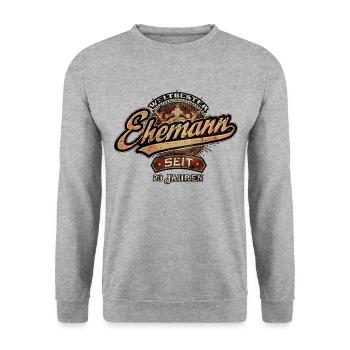 Weltbester Ehemann seit 23 Jahren - Hochzeitstag - Unisex Pullover - Weißgrau meliert - Vorne - Alina (178cm) & Michal (187cm)