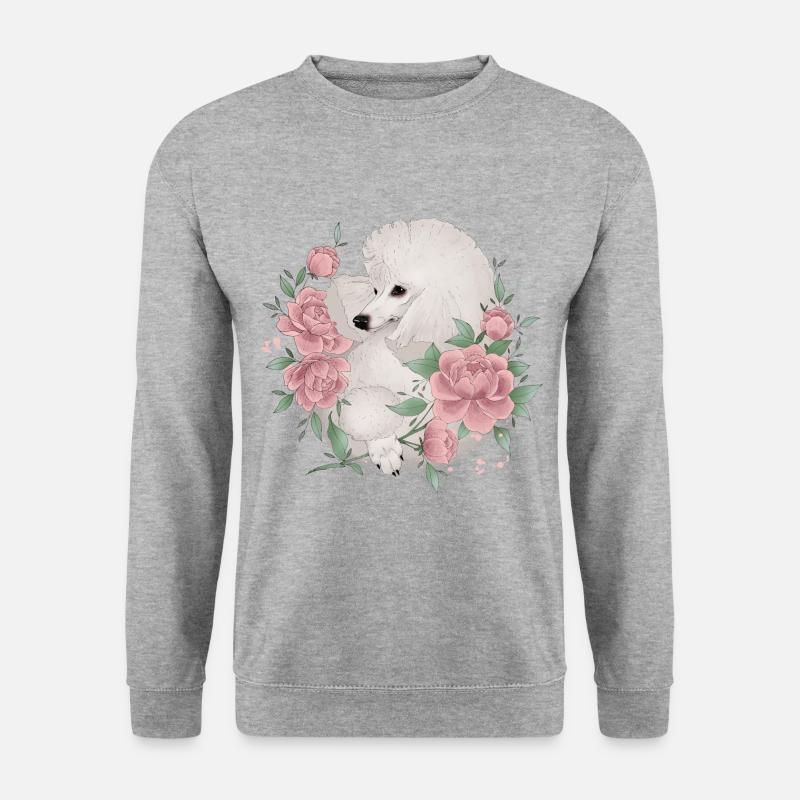 Pudel weiß - Unisex Pullover - Weißgrau meliert