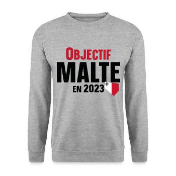 Malte 2023 Maltais Europe Pays Cadeau Humour - Sweat-shirt Unisexe - gris chiné - Devant - Alina (178cm) & Michal (187cm)