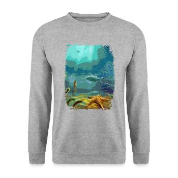 sous-marin aquarium poisson de mer lac corail - Sweat-shirt Unisexe - gris chiné - Devant - Alina (178cm) & Michal (187cm)