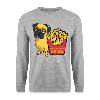 French Fries Fries Pug Boxer - Unisex Sweatshirt - salt & pepper - Front - Alina (178cm) & Michal (187cm)