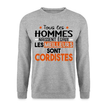 Cordiste Métier Corde Humour Cadeau Escalade Noël - Sweat-shirt Unisexe - gris chiné - Devant - Alina (178cm) & Michal (187cm)
