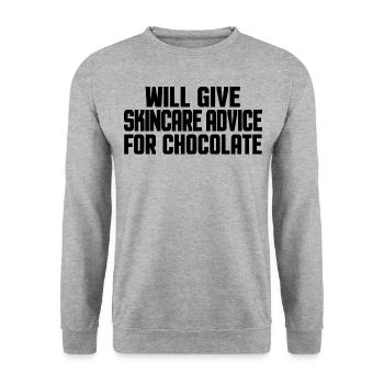 Funny Skincare Physician Derma & Chocolate Lovers - Unisex Sweatshirt - salt & pepper - Front - Alina (178cm) & Michal (187cm)