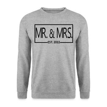 Mr. & Mrs. Est. 2022 - Men & Women Wedding Gift - Unisex Sweatshirt - salt & pepper - Front - Alina (178cm) & Michal (187cm)