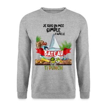 Bateau Apéro Rhum Ti Punch Antilles Homme - Sweat-shirt Unisexe - gris chiné - Devant - Alina (178cm) & Michal (187cm)