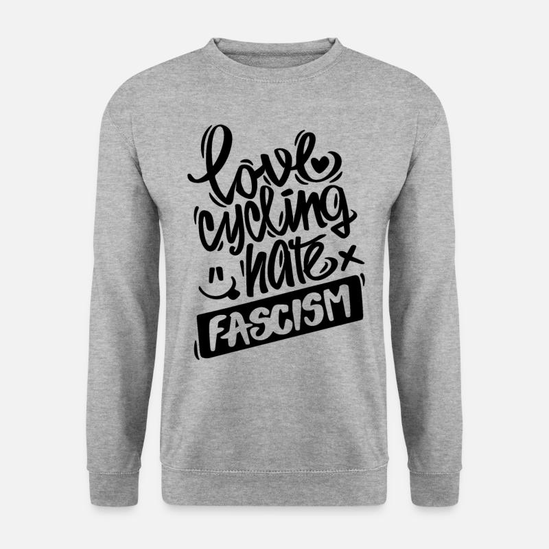 love cycling, hate fascism - Unisex Pullover - Weißgrau meliert