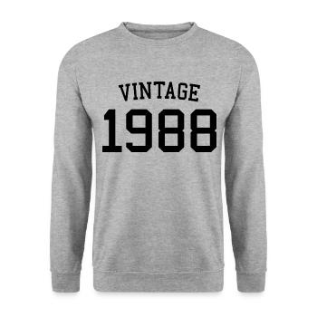 Vintage 1988 - 34 Years Old, 34th Birthday Gift - Unisex Sweatshirt - salt & pepper - Front - Alina (178cm) & Michal (187cm)